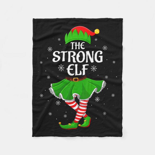 Womens Strong Elf Christmas Family Girls Women Elf Fleecefilt (Framsidan)