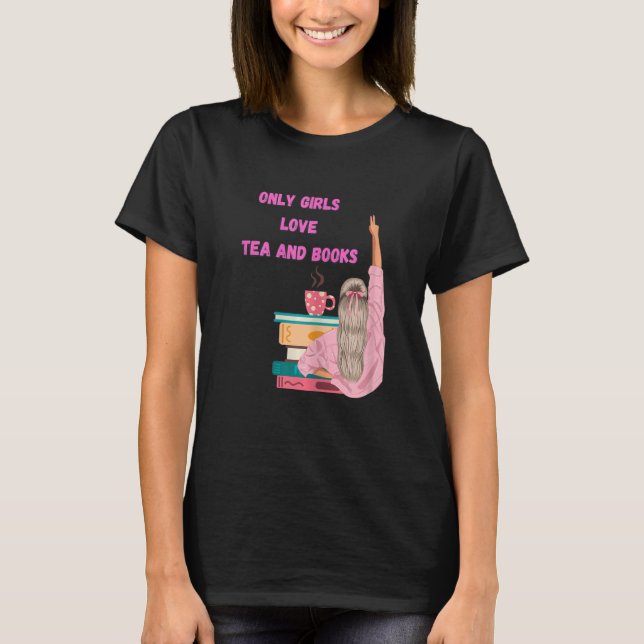 Womens Strong Girl - Funny Book & Tea Lover T Shirt (Framsida)
