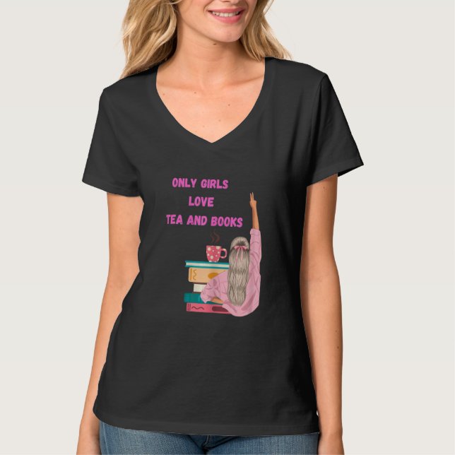 Womens Strong Girl - Funny Book & Tea Lover T Shirt (Framsida)