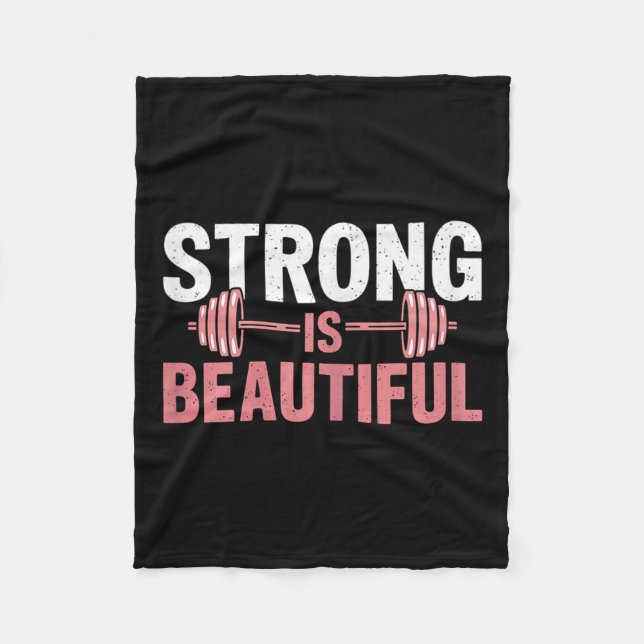 Womens Strong Is Beautiful Gym Fitness Motivationa Fleecefilt (Framsidan)