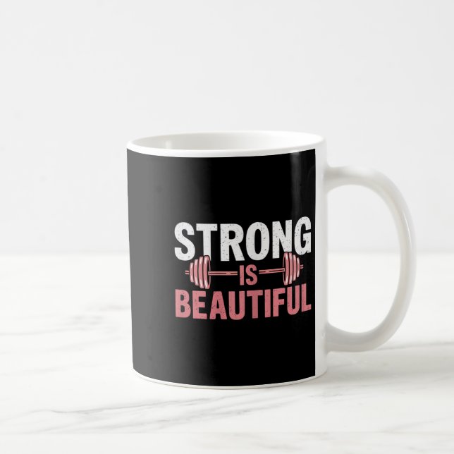 Womens Strong Is Beautiful Gym Fitness Motivationa Kaffemugg (Höger)