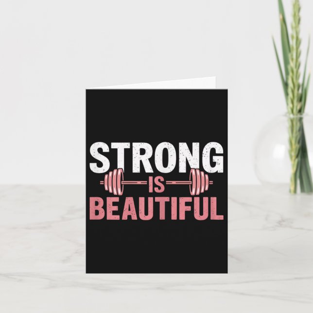 Womens Strong Is Beautiful Gym Fitness Motivationa Kort (Framsida)