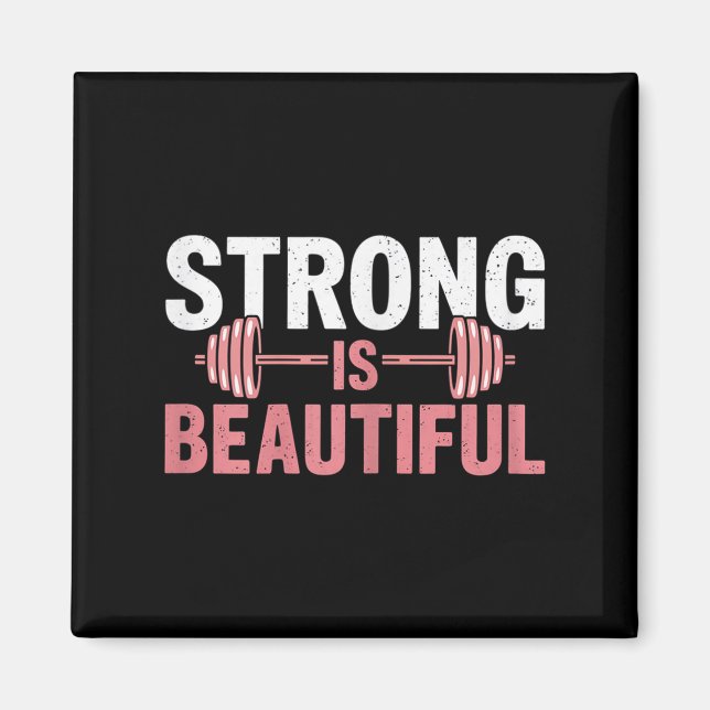 Womens Strong Is Beautiful Gym Fitness Motivationa Magnet (Framsidan)