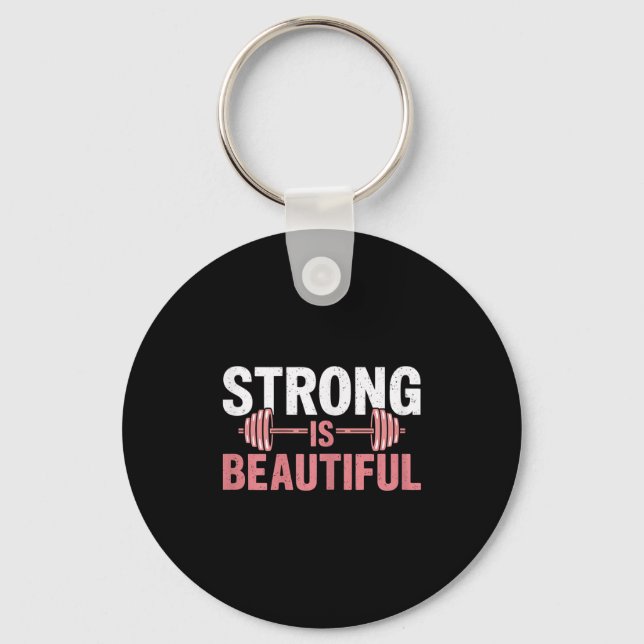 Womens Strong Is Beautiful Gym Fitness Motivationa Nyckelring (Framsida)