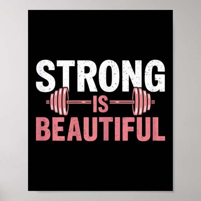 Womens Strong Is Beautiful Gym Fitness Motivationa Poster (Framsidan)