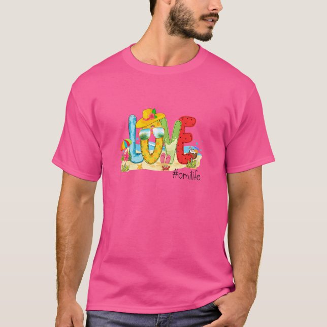 Womens Summer Kärlek Omilife Omi Kärlek Beach Vaca T Shirt (Framsida)