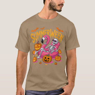 Womens Summerween Vibes Skeleton Pumpkin Spooky Va T Shirt