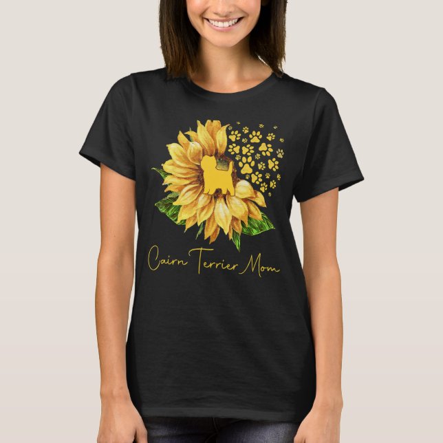 Womens Sunflower Cairn Terrier Mom Dog Lover T Shirt (Framsida)