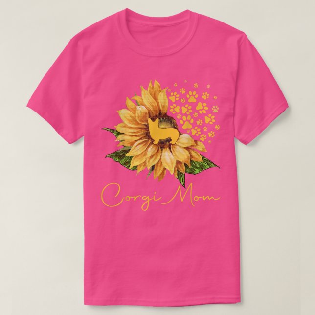 Womens Sunflower Corgi Mom Dog Lover T-Shirt (Design framsida)