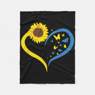 Womens Sunflower Love Heart I Stand With Ukraine B Fleecefilt