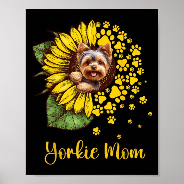 Womens Sunflower Yorkie Mom Dog Lover  Poster (Framsidan)