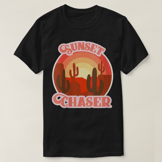 Womens Sunset Chaser Western Desert Cactus VNeck T Shirt (Design framsida)