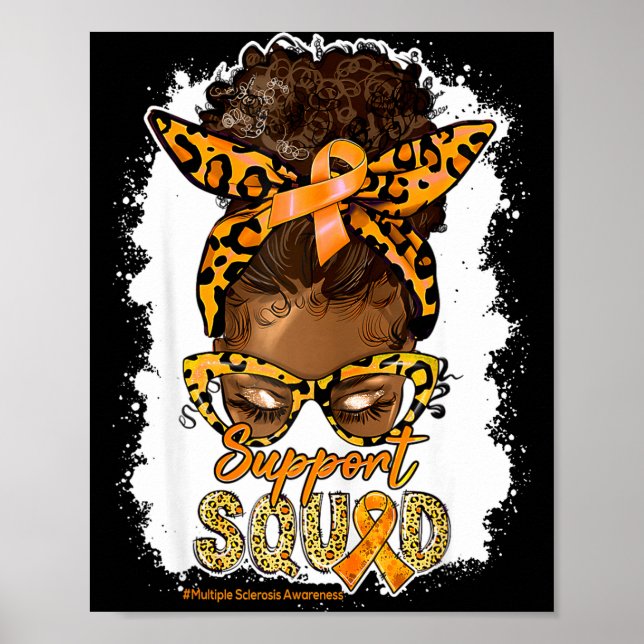 Womens Support Squad Afro Messy Bun Leopard Ms Awa Poster (Framsidan)