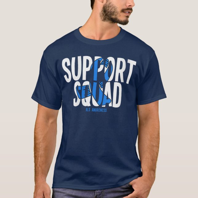 Womens Support Squad ALS Awareness VNeck T Shirt (Framsida)
