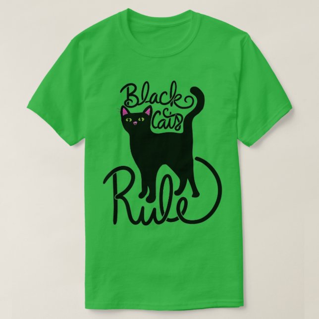 Womens Svarta katter RULE roligt Black Cat Mamma C T Shirt (Design framsida)
