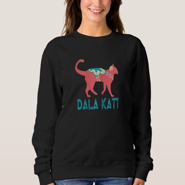 Womens Swedish Dala Cat Dalecarlian Dala Horse Kat T Shirt (Framsida)
