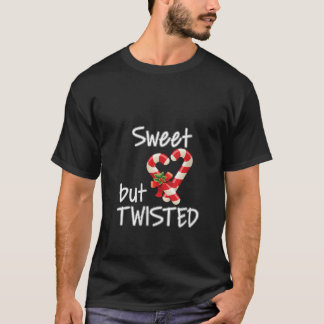 Womens Sweet men Twisted Candy cane Merry Christma T Shirt