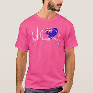 Womens Sydney Skyline Heartslag Australia Flagga L T Shirt