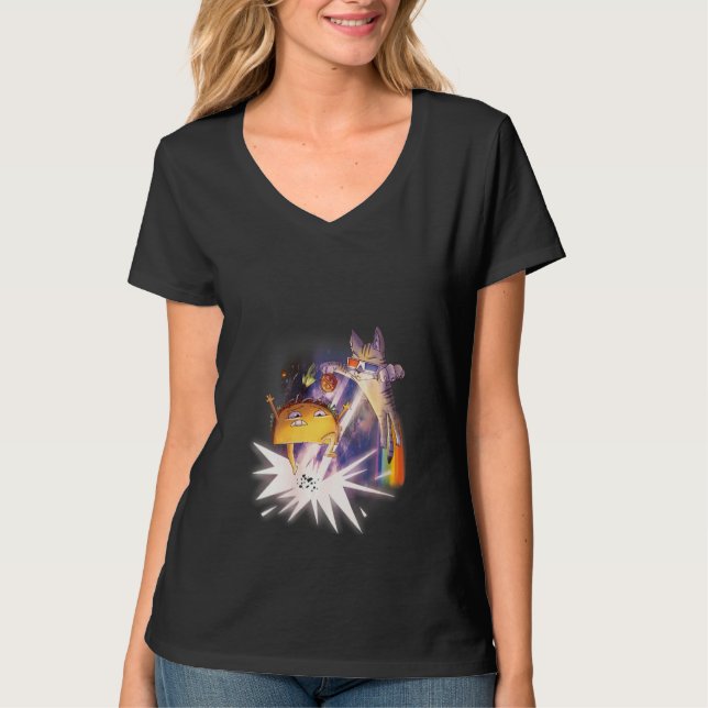 Womens Tacoca Rymden Cat Taco Funny Mexican T Shirt (Framsida)