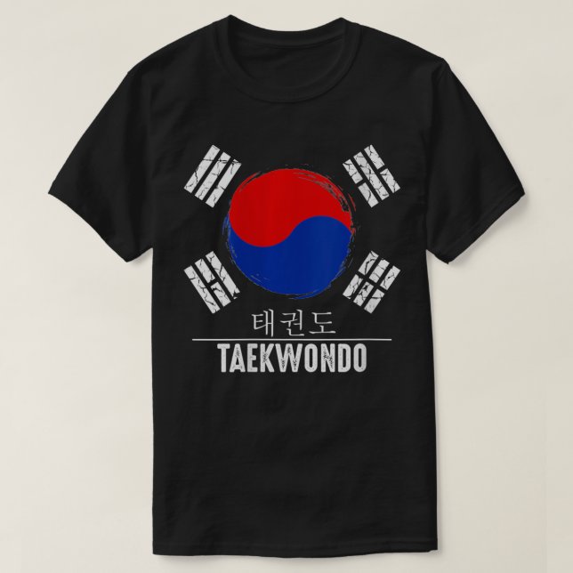 Womens Taekwondo Hangul Characters Black Bälte Tra T Shirt (Design framsida)