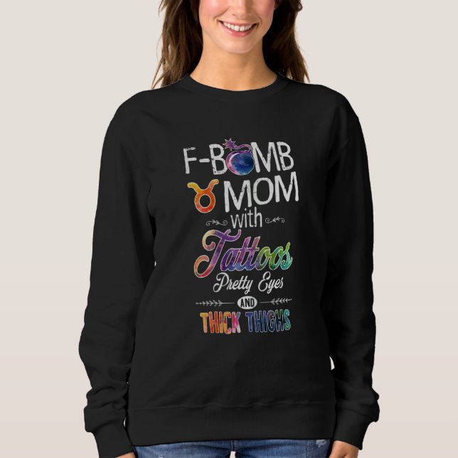Womens Taurus undertecknar Mamma med Tattoos Söt Ö T Shirt (Framsida)