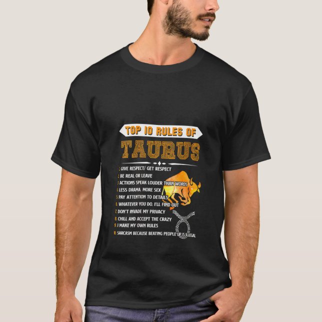 Womens Taurus Zodiac Birthday Top 10 Regler of Tau T Shirt (Framsida)