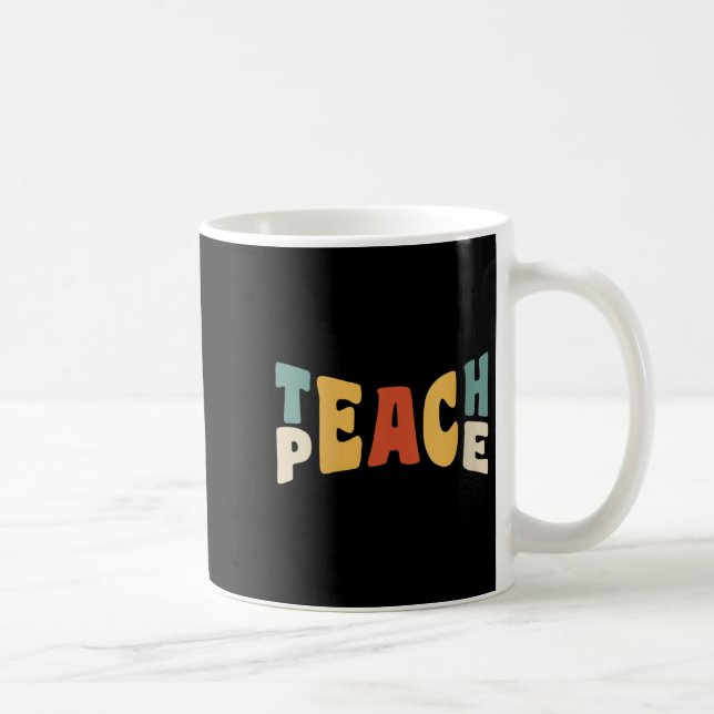 Womens Teach Peace Retro Teacher Motivational Educ Kaffemugg (Höger)