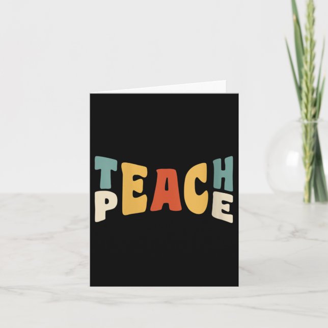 Womens Teach Peace Retro Teacher Motivational Educ Kort (Framsida)