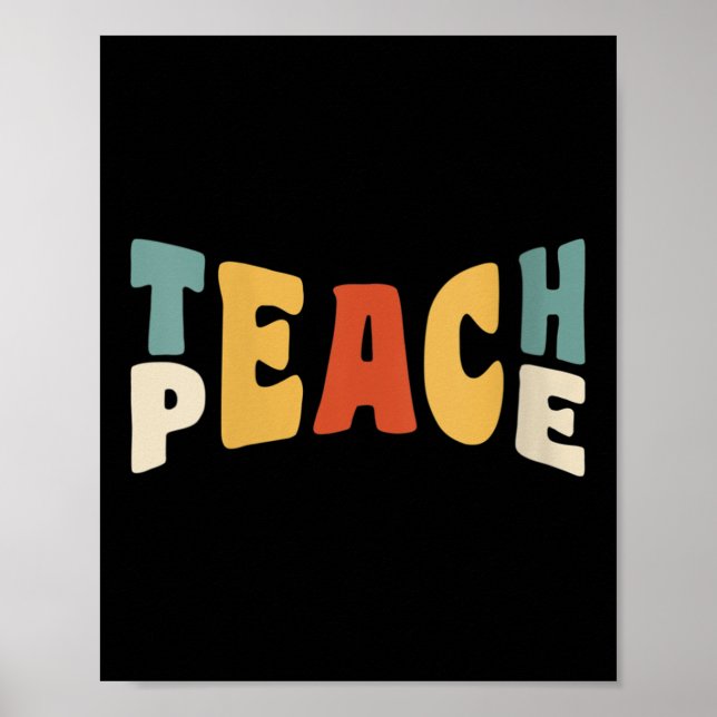 Womens Teach Peace Retro Teacher Motivational Educ Poster (Framsidan)