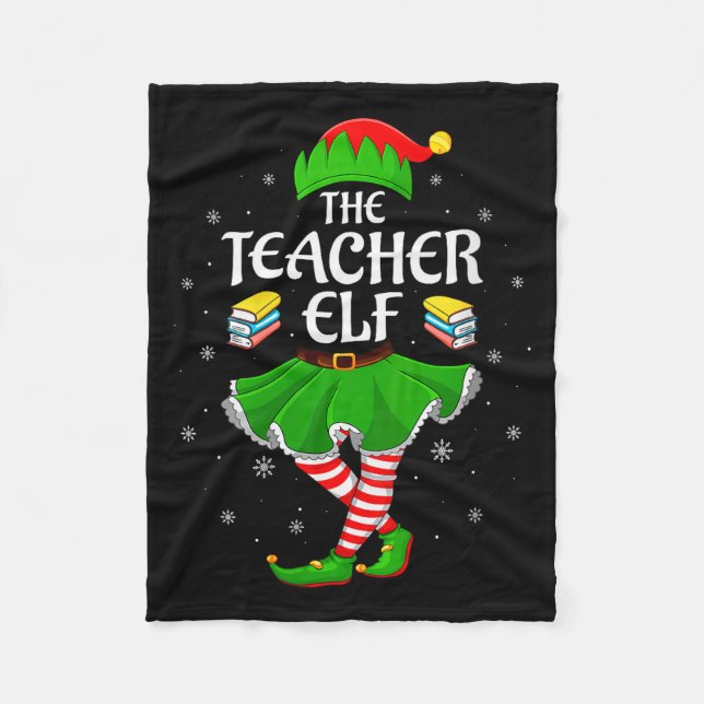 Womens Teacher Elf Christmas Family Girls Women El Fleecefilt (Framsidan)