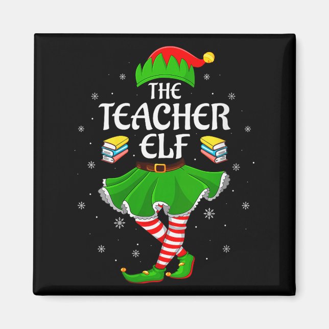 Womens Teacher Elf Christmas Family Girls Women El Magnet (Framsidan)