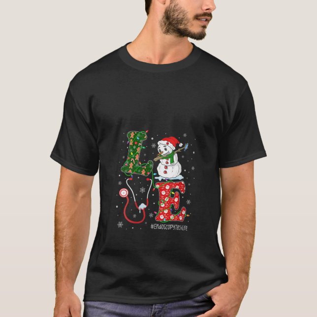 Womens Technician Christmas Santa Reindeer Love En T Shirt (Framsida)