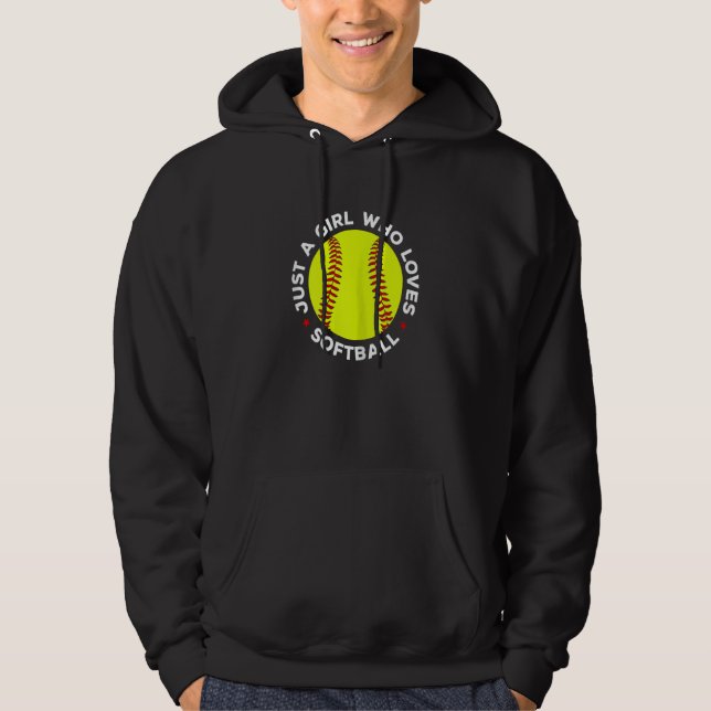 Womens Teen Girls Softball Just A Girl Who Loves S Hoodie (Framsida)