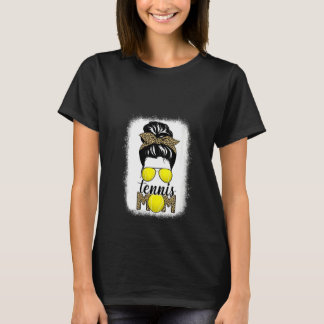 Womens Tennis Mamma Life Bleached Messy Bun Hair L T Shirt