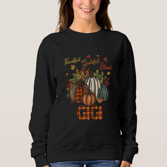 Womens Thankful Grateful Blessed Gigi Pumpkins Fal T Shirt (Framsida)