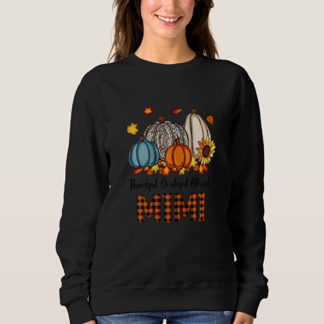 Womens Thankful Grateful Blessed Mimi Pumpkins Fal T Shirt (Framsida)