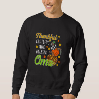 Womens Thankful Grateful Blessed Oma Autumn Fall P Lång Ärmad Tröja