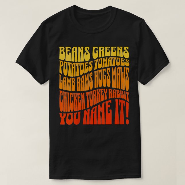 Womens Thanksgiving De gröna Beans Potatis Tomatis T Shirt (Design framsida)