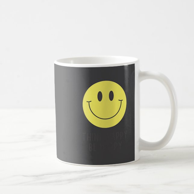 Womens Think Happy Be Happy Smile Face Motivationa Kaffemugg (Höger)