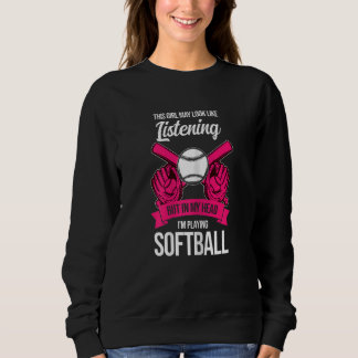Womens this girl I'm playing softball softball gam T Shirt