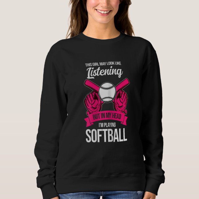 Womens this girl I'm playing softball softball gam T Shirt (Framsida)