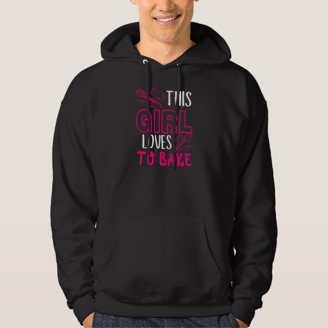 Womens This girl loves to bake kitchen utensils qu Hoodie (Framsida)