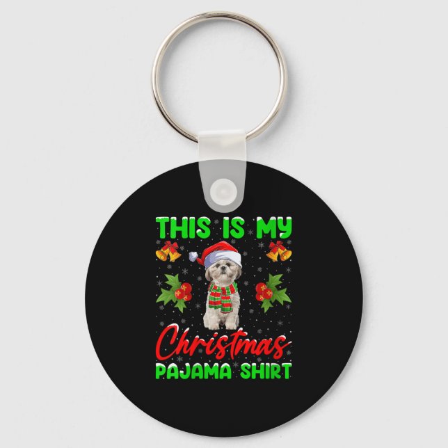Womens This Is My Christmas Pajamas Funny Shih Tzu Nyckelring (Framsida)