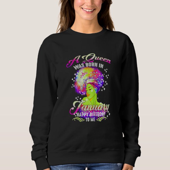 Womens This Queen was Born In January Happy Brithd T Shirt (Framsida)