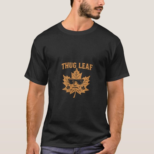 Womens Thug Leaf Happy Fall Harvest Autumn Lover T Shirt (Framsida)