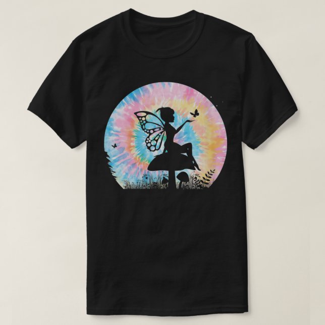 Womens Tie Dye Butterfly Magic Fairy på Forest M T Shirt (Design framsida)