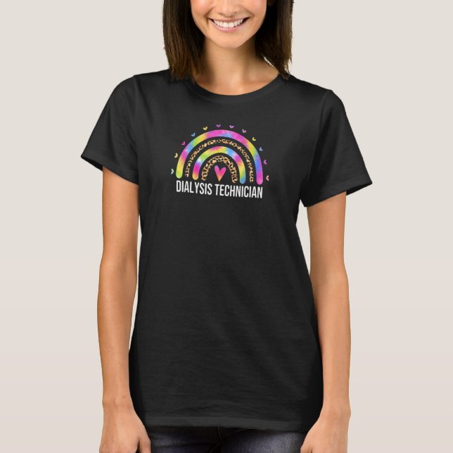 Womens Tie Dye Dialysis Technician Rainbow Nephrol T Shirt (Framsida)