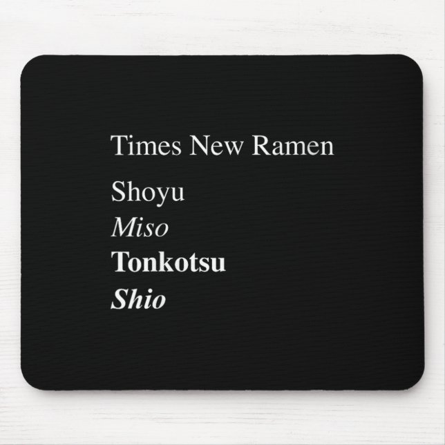 Womens Times New Ramen Shoyu, Miso, Tonkotsu, Shio Musmatta (Framsidan)