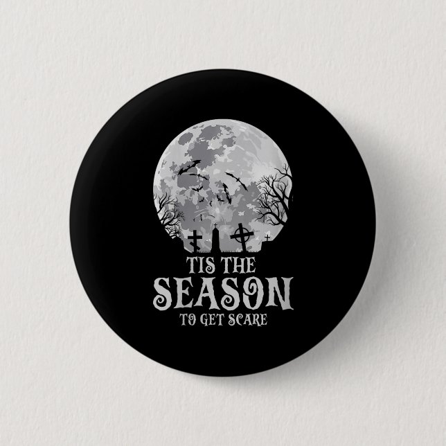 Womens Tis The Season Y Haunted Moon Creepy Hallow Knapp (Framsida)