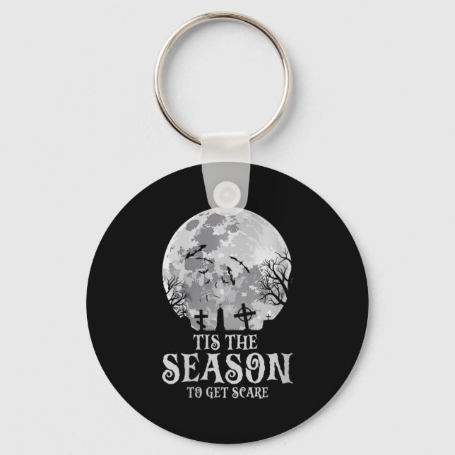 Womens Tis The Season Y Haunted Moon Creepy Hallow Nyckelring (Framsida)